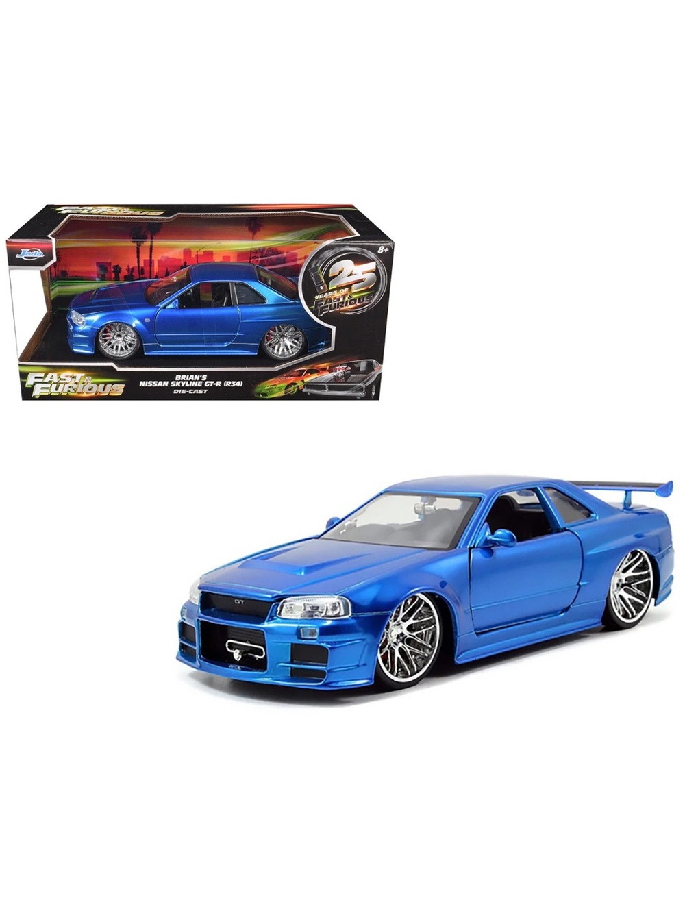Fast & Furious Blue Nissan Skyline GT-R Die-Cast Toy Car Collector Edition 1/24